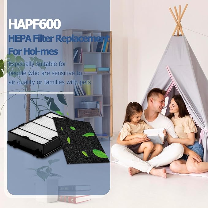 HAPF600 HEPA Filters for Holmes HAP616, HAP633, HAP653, HAP726, HAP756, HAP759, HAP8615, HAP8650, HAP9726 Air Purifier, Replace HAPF600TCS (3 HEPA Filters& 3 Carbon Filters)