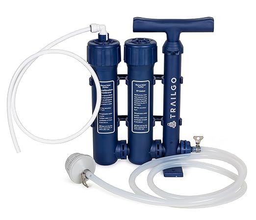Pro Water Purifier Water Purification System for Survival - High-Volume Hand Pump Portable Water Filter for Group Camping, Backpacking, Emergency Preparedness - 3-Stage Water Filtration System