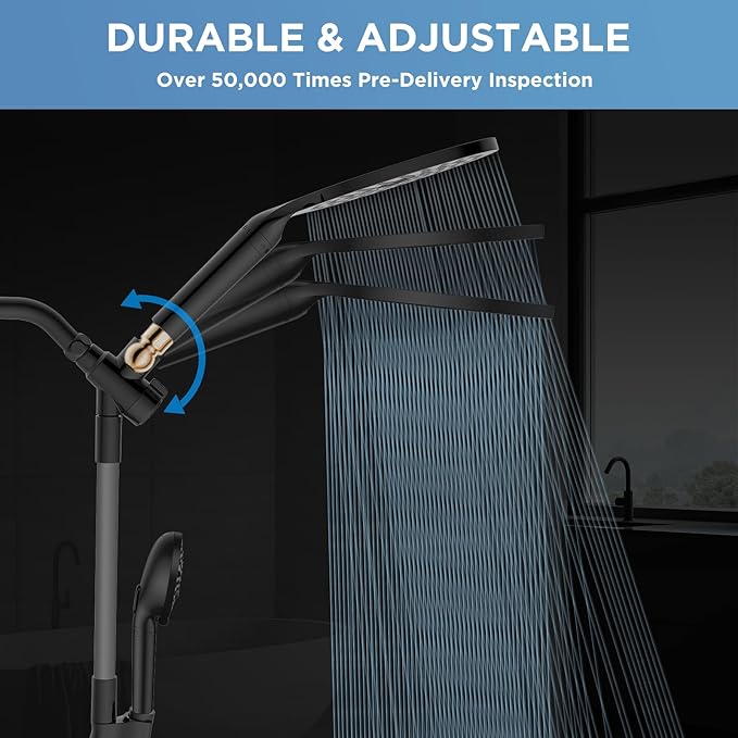 MakeFit Dual Filtered Rain Shower Head Combo, High Pressure Handheld Shower Head - Image 2