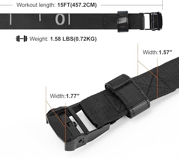 Teamaze Gymnastics Rings Straps with 15 FT Adjustable Number Buckle for Pull-Up Bar Workout Exercise Gym Hanging Rings Indoor (One Pair Strap Only)-FlexoryFit