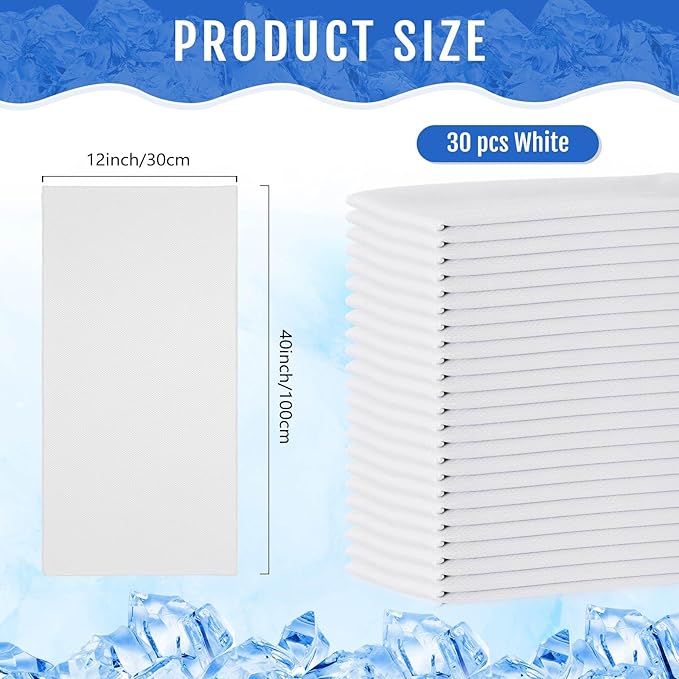Hosuly 30 Pack Cooling Towels, 40"x12" Ice Breathable Soft Chilly Sweat Rag Microfiber Workout Rags for Gym Cooling Towels for Neck and Face for Yoga Golf Sport Running-FlexoryFit