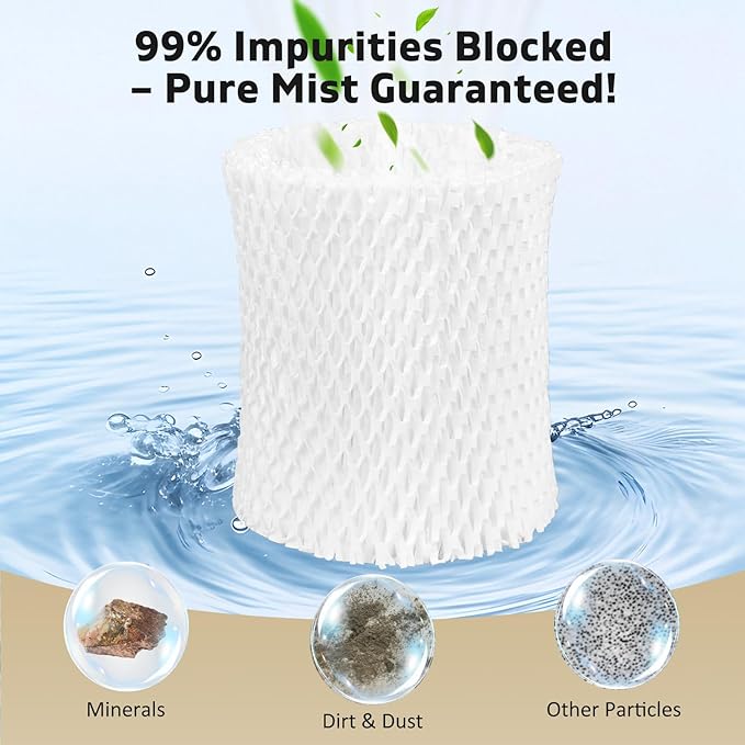 6 Pack Humidifier Replacement Filter for Canopy Bedside and Nursery Humidifier, Natural Wood Pulp & Paper Material, Humidifier Wicking Filter Lasts 6 Weeks