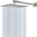 HarJue Shower Head with Extension Arm, High Pressure Square with ShowerArm, Stainless Steel Rainfall-Waterfall Full Body Coverage (10'' Shower with 16'' Arm, Brushed Nickel)