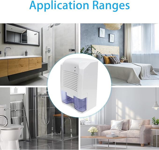 Small Portable Dehumidifier, ABS Silent Energy Saving Automatic Shutdown Large Air Outlet Dehumidifier for 5 to 15㎡ Closets Cabinets Trailers Garages