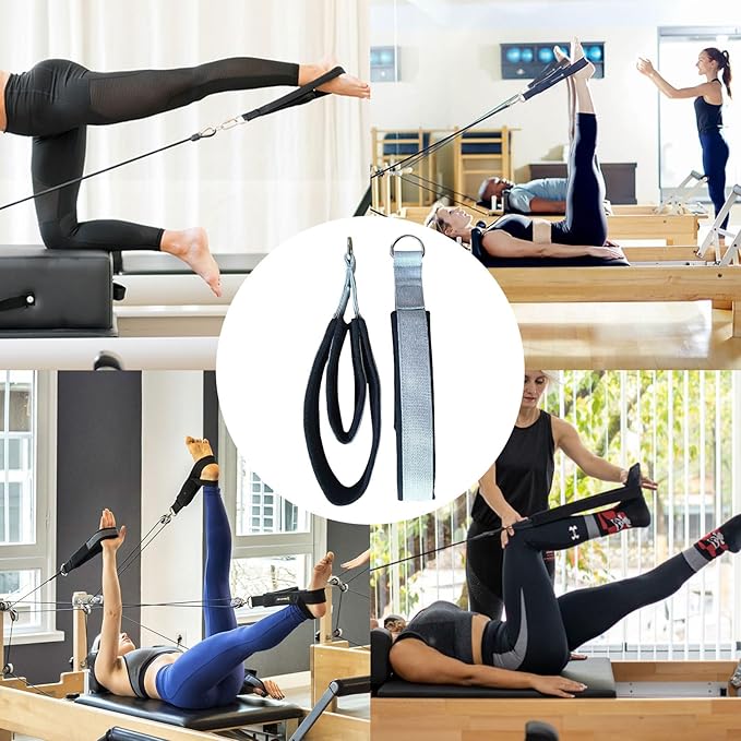 Pilates Double Loop Straps for Reformer, D Ring Straps Handle, Yoga Exercise Straps, 2 PCS-FlexoryFit
