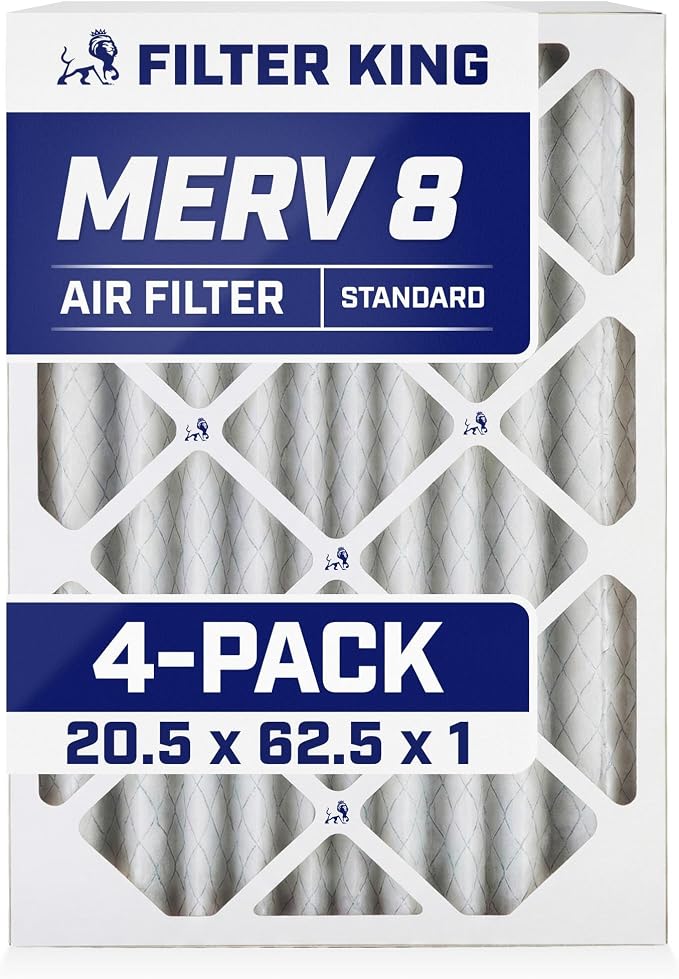 Filter King 20.5x62.5x1 Air Filter | 4-PACK | MERV 8 HVAC Pleated A/C Furnace by FilterKing