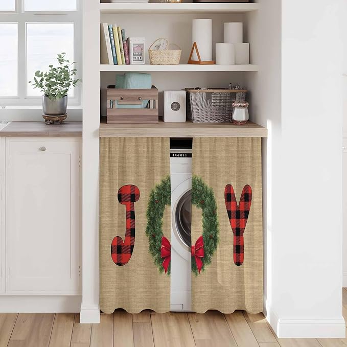 Red Green Christmas Kitchen Curtains 54 Inch Long 2 Panel Set, Rod Pocket - Image 7