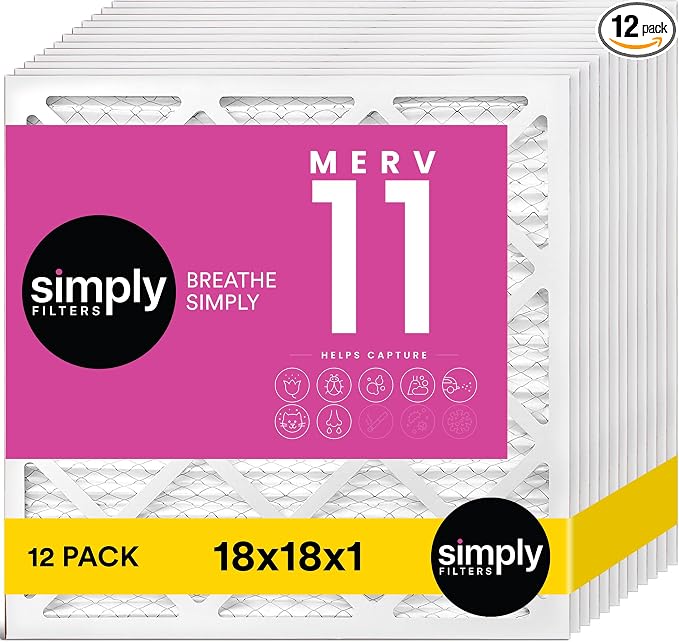 Simply 18x18x1 Air Filter, MERV 11, 12 Pack, by SimplyFilters