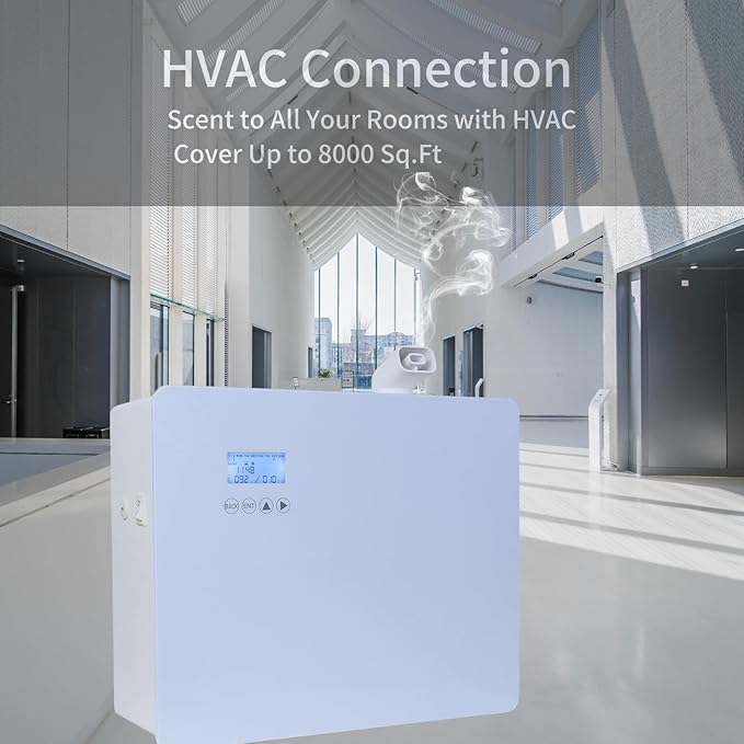 Upgraded Scent Air Machine for Large Room, Smart Waterless Essential Oil Diffuser 1000ml with Cold Air Technolony, HVAC Scent Diffuser Cover Up to 8000 Sq.ft for Commercial Space- Metal