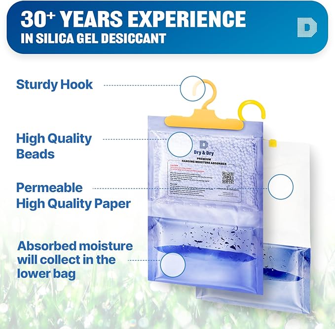 Dry & Dry 6 Packs [Net 7 Oz/Pack] Moisture Absorbers Dehumidifiers for Home Dehumidifier for Basement for Bedroom Small Dehumidifiers - Moisture Absorbers