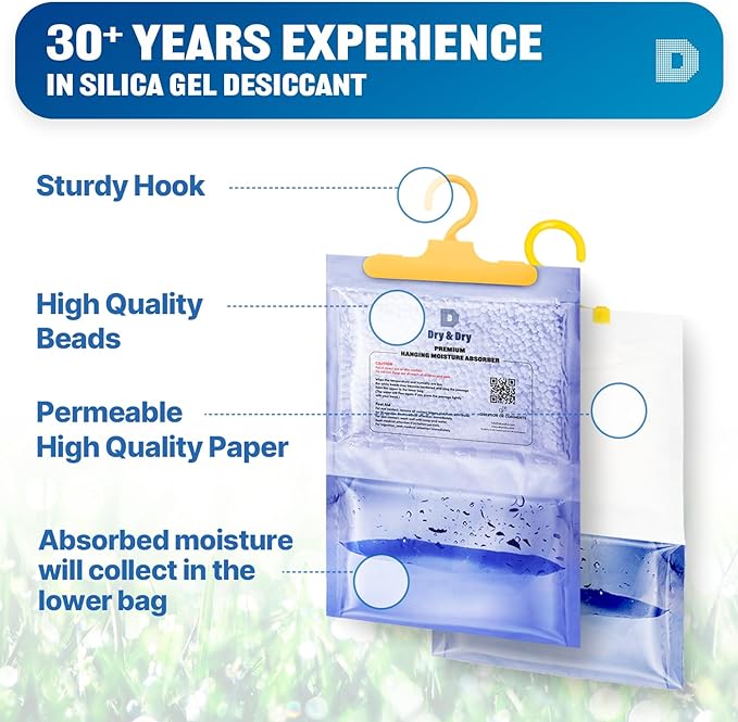 Dry & Dry 7 Pack Moisture Absorbers for Home, Basement & Bedroom - Small Dehumidifiers