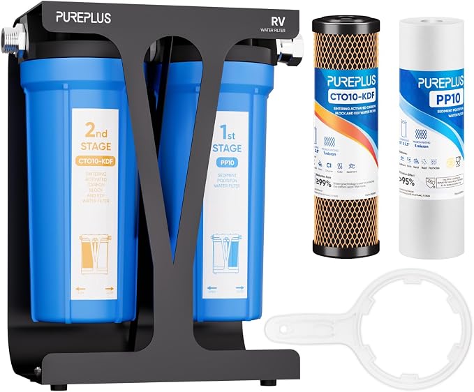 PUREPLUS RV Dual Stage Water Filter System, Includes Two Cartridges and by PUREPLUS