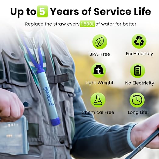 Purewell Outdoor Water Filter Personal Water Filtration Straw Emergency - Image 5