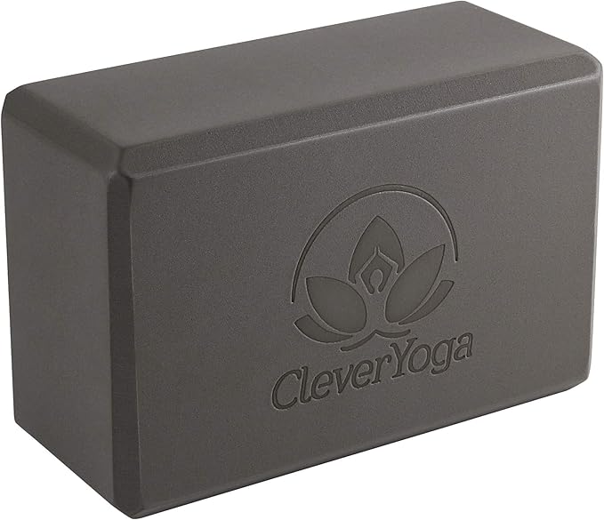 Clever Yoga Blocks & Strap - Lighweight Foam Yoga Blocks 2 Pack with 8ft Cotton Yoga Strap Set Kit for Beginners & Pros, Accessories & Equipment for Women & Men - Gray-FlexoryFit