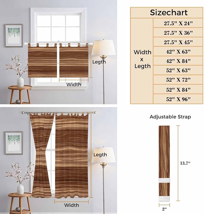 Brown Western Living Room Curtains 96 Inch Length, Window Curtains Tab Top - Image 8