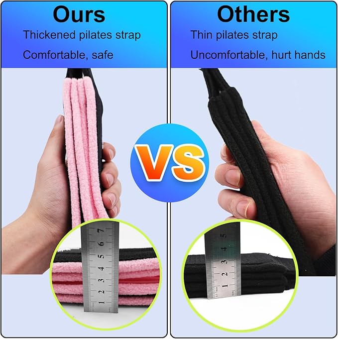 1 Pair Enhanced Pilates Double Loop Straps for Reformer, Thickened D-Ring Handle Straps, Yoga Exercise Accessories in 2 Lengths and Multicolor for Home Gym Workout-FlexoryFit