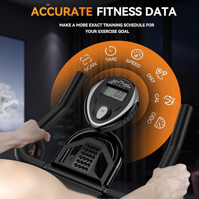 POOBOO Exercise Bike, Stationary Bike for Home Gym, Indoor Cycling Bike w/Comfortable Seat Cushion & Tablet Mount, Silent Belt Drive Indoor Bike for Cardio Workout-FlexoryFit