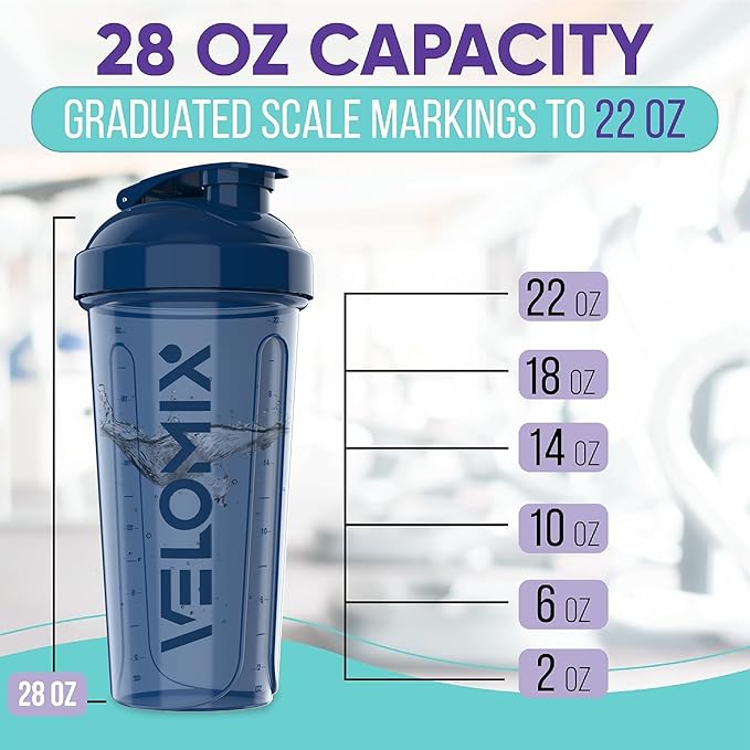 '-2 Pack- 28 oz Protein Shaker Bottles for Protein Mixes - 2x Wire Whisk | Leak Proof Shaker Cups for Protein Shakes | Protein Shaker Bottle Pack | Shakers for Protein Shakes-Blue&Black-FlexoryFit