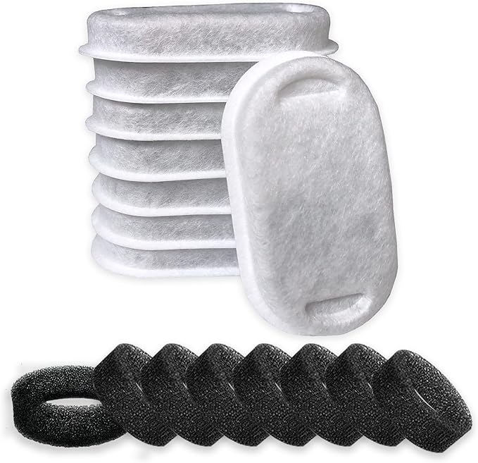 8 Pack Filters+8 Sponges for Stainless Steel Pet Fountain Compatible with Tomxcute 108oz/3.2L with GIOTOHU 67oz/2L with SOOFPET 108oz/3.2L Cat Water Fountain Filters NEUCOMBBT