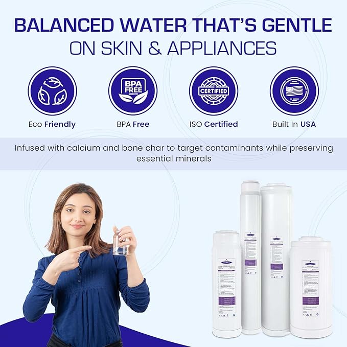 Crystal Quest Calcium GAC Fluoride Reduction Filter - Efficient Fluoride Removal or Reduction - Compact Design - Long-Lasting Capacity - 4-5/8” x 9-3/4”