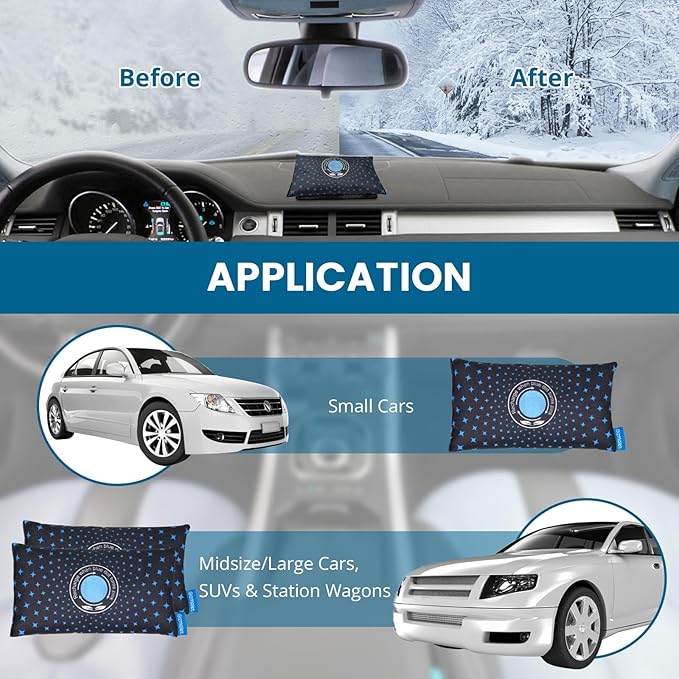 500g × 2 [2.2 lb] Rechargeable Car Dehumidifier Bag, Microwave Fast Reactivation Large Desiccant Packs for Storage Gun Safe Car Bathroom, Silica Gel Moisture Absorber for Camera and Valuables