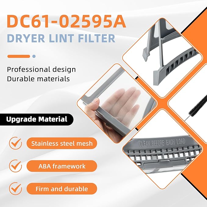DC61-02595A Dryer Lint Screen Filter Replacement with Dryer Lint Brush,fit for Sam-sung Dryer-byMIFLUS, Replaces 2069505, PS4206799, AP4578777, EAP4206799