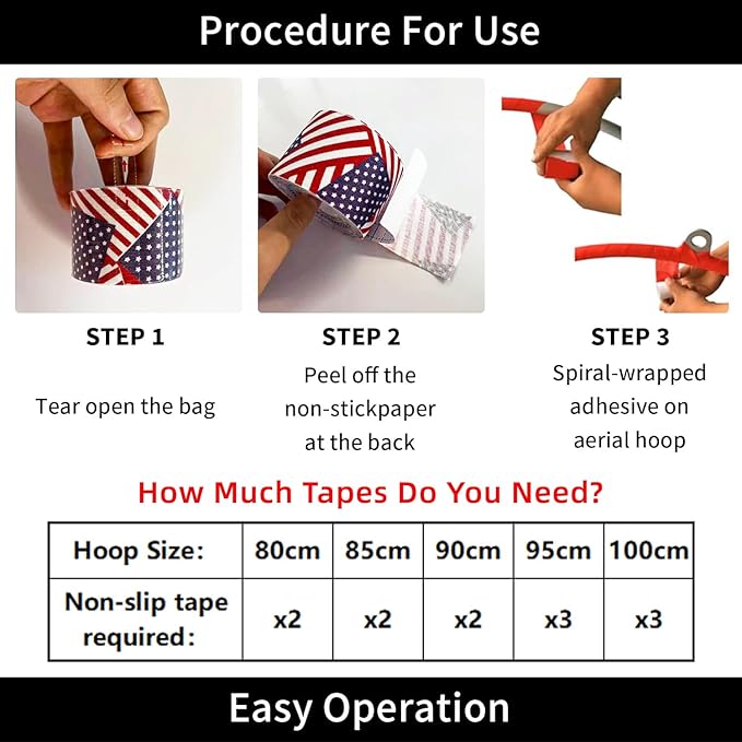 PRIOR FITNESS Premium Lyra Hoop Tape, Aerial Lyra Hoop Anti Skid Tape, 16.4ft/5m Aerial Hoop Lyra Tape Non-Slip Grip Tapes Yoga Rig Tape for Exercises Gymnastics Acrobatics Kinesiology-FlexoryFit