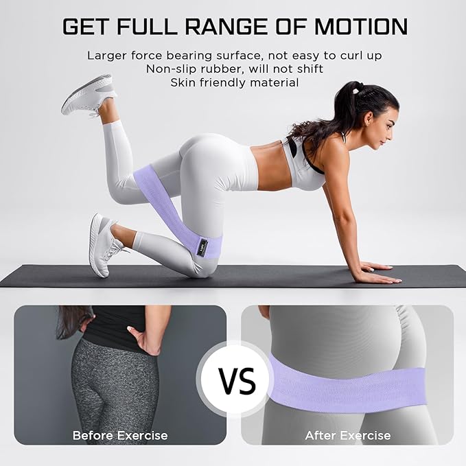 12 Pcs Fabric Resistance Bands for Working Out Booty Workout Stretch Exercise Bands Non Slip for Legs Squat Resistance Loop for Women Men Starter Butt Hip Thigh Fitness-FlexoryFit
