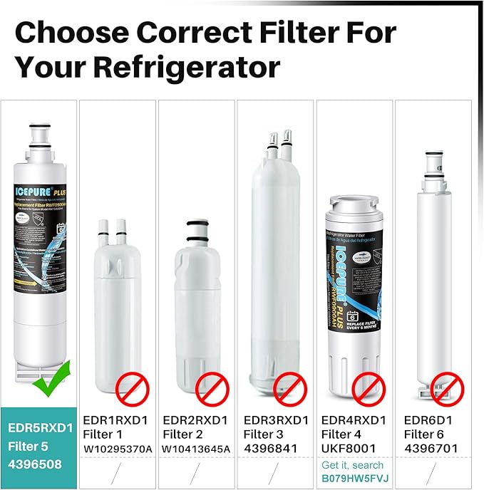 ICEPURE PLUS 4396508 NSF53&42 Premium Replacement for Whirlpool 4396510, Everydrop EDR5RXD1, Filter 5, NL240V, WFL400, 46-9902, 9010, RWF0500A Refrigerator Water Filter, 1PACK