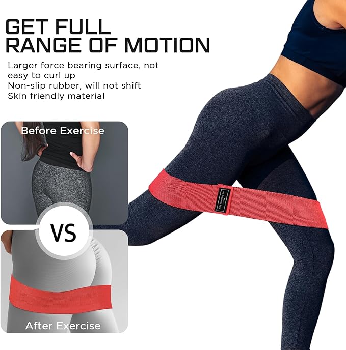 12 Pcs Fabric Resistance Bands for Working Out Booty Workout Stretch Exercise Bands Non Slip for Legs Squat Resistance Loop for Women Men Starter Butt Hip Thigh Fitness-FlexoryFit