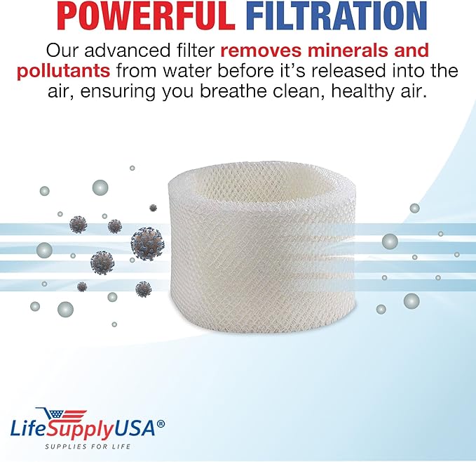 LifeSupplyUSA Humidifier Filter Replacement Wick Filter E Compatible with Honeywell Quietcare HCM-6009, HCM-6011i, HCM-6012i, HCM-6013i, HC-14, HW-14 (3-Pack)