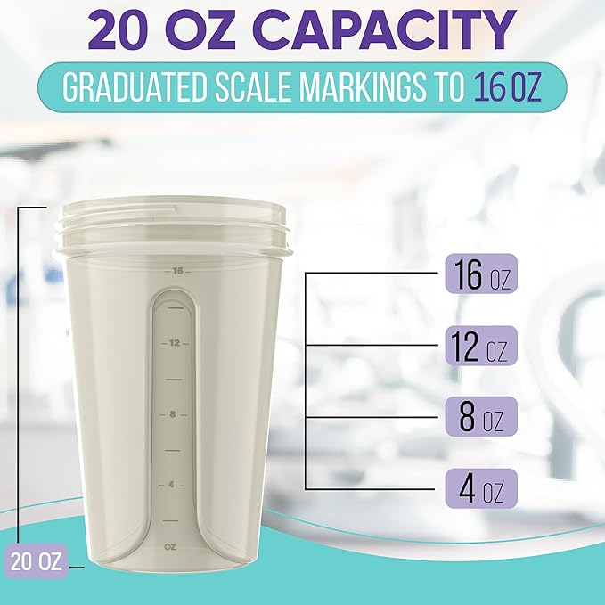 '-2 Pack- 20 oz Protein Shaker Bottles for Protein Mixes - 2x Wire Whisk | Leak Proof Shaker Cups for Protein Shakes and Pre Workout | Protein Shaker Bottle Pack-FlexoryFit
