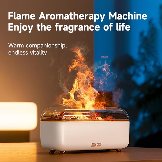 Colorful Flame Essential Oil Diffuser, Mist Humidifier, Aroma Diffuser with Timing Auto-Off 300ml (Black)