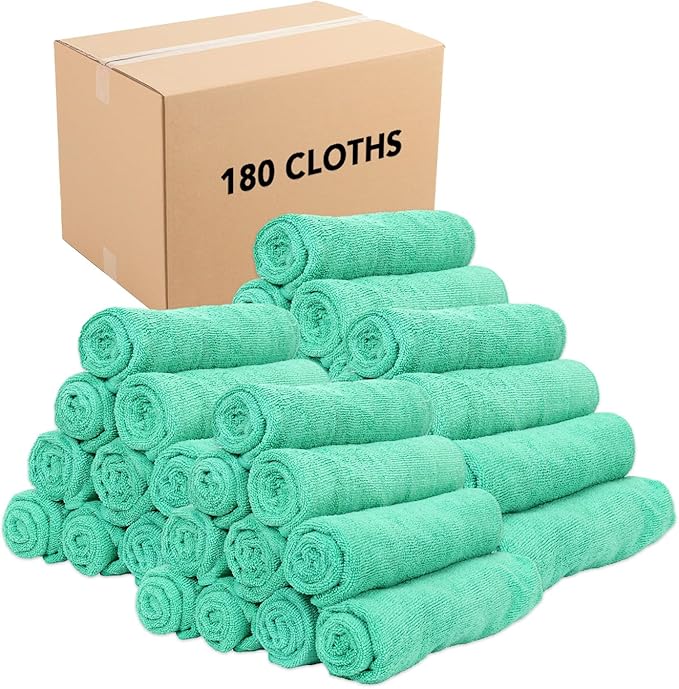 Arkwright Microfiber Gym Towel - Pack of 12 - Super Soft, Quick Dry Workout Sweat Towels, 300 GSM Lightweight & Absorbent for Sports, Working Out, Yoga, and Spa, 16 x 27 in, Green-FlexoryFit