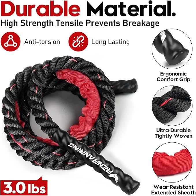 Weighted Jump Rope for Men and Women, 3lb 4lb 5lb Adult Heavy Skipping Rope, Jumprope for Fitness,Workout Equipment, Fitness Equipment for Home Gym Exercise,Improve Strength and Building Muscle-FlexoryFit