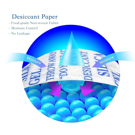 Silica Gel Packets,100 Gram 10 Packets Desiccant Packs, Moisture Absorbers, Rechargeable Silica Gel Car Dehumidifier, Reactivated Silica Gel Desiccant Packets, Safe Dehumidifier Bags for Storage
