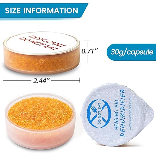 5 Packs 30 Gram Desiccant Canisters, Indicating Silica Gel Capsules, Desiccant Moisture Absorbers for Storage, Food Safe Humidity Absorbers
