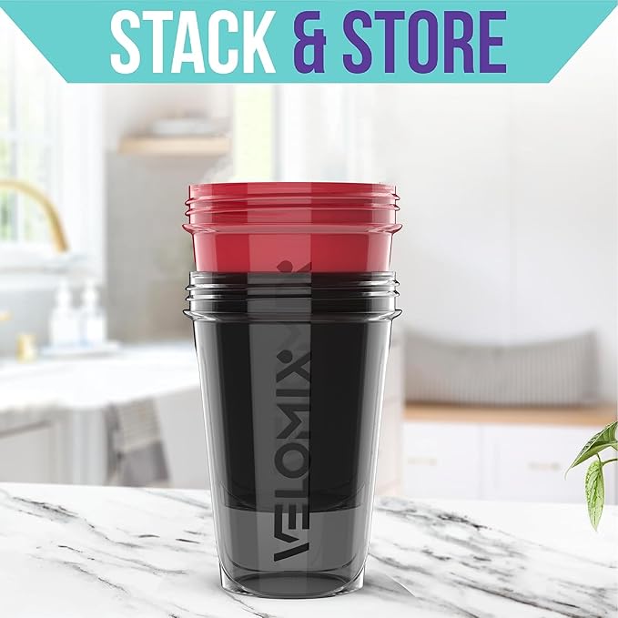 '-2 Pack- 20 oz Protein Shaker Bottles for Protein Mixes - 2x Wire Whisk | Leak Proof Shaker Cups for Protein Shakes and Pre Workout | Protein Shaker Bottle Pack-FlexoryFit
