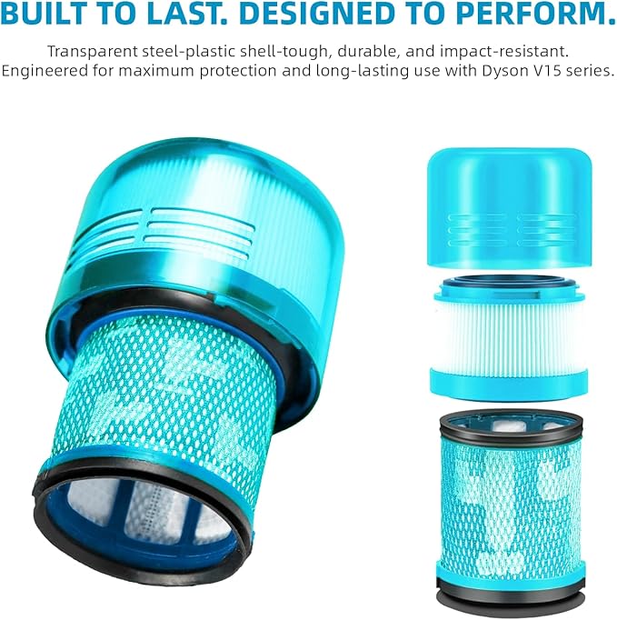 Dyson V15 Filter, 4-Pack Premium True HEPA Replacement Filters Compatible with Dyson V15 Detect, V15 Detect Absolute, V15 Submarine, V15 Detect Filter, V11 Animal Filter, V11 Filter, Part no 970013-02