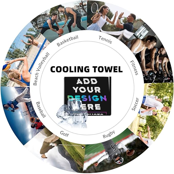Custom 1-100PCS Cooling Sports Towel, Personalized Photo Logo Soft Cold Exercise Towel for Neck and Face Customized Quick-Drying Cooling Wrap Fitness Workout Sweat Towel 12"x40" (50)-FlexoryFit