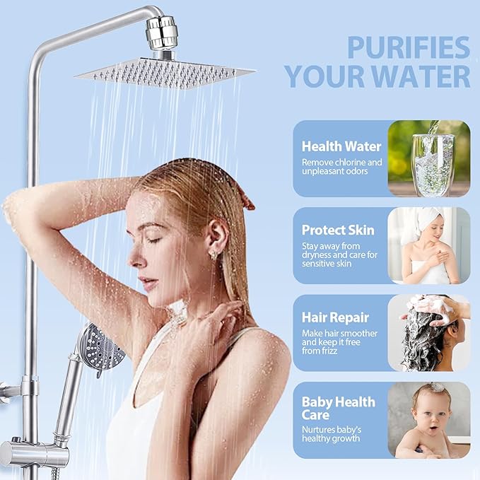 2Pcs 20 Stage Shower Filter Replacement Cartridge, Shower Head Filter Refill for Hard Water Chlorine Heavy Metal, Fit Any Similar Design Shower Water Filter