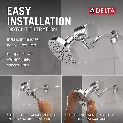 Delta Faucet Clarifi Premium Shower Filter Attachment Chrome with Additional Filter Cartridge
