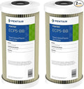 Pentair Pentek ECP5-BB Big Blue Sediment Water Filter, 10-Inch, Whole House Heavy Duty Pleated Cellulose Polyester Replacement Cartridge, 10" x 4.5", White End-Cap, 5 Micron, Pack of 2