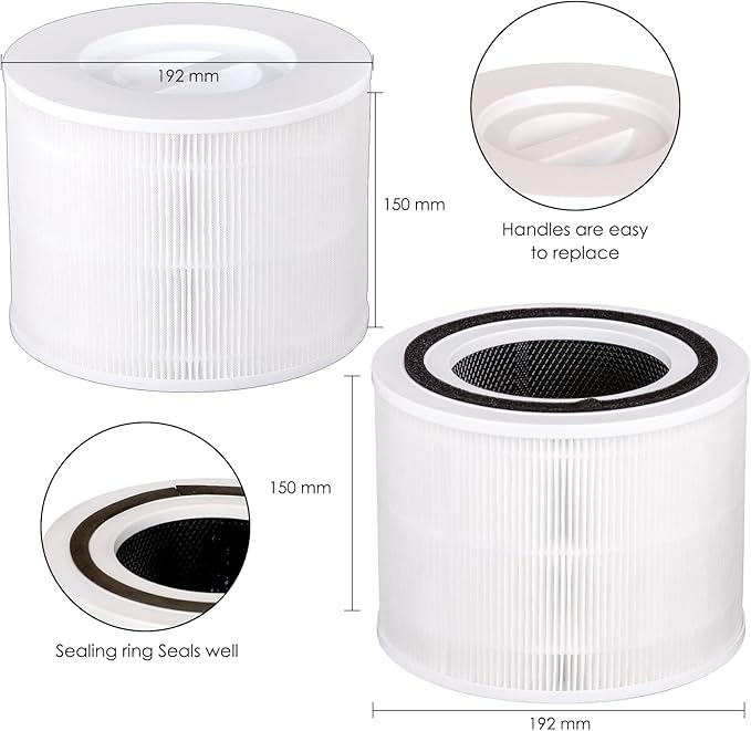 4 Pack Core 300 Replacement Filter for LEVOIT Core300-P and Core300S-P Air Purifier, Core 300-P Core 300S-P, H13 True HEPA Filter, 3-in-1 Filter Activated Carbon Filters, Compare Core 300-RF White
