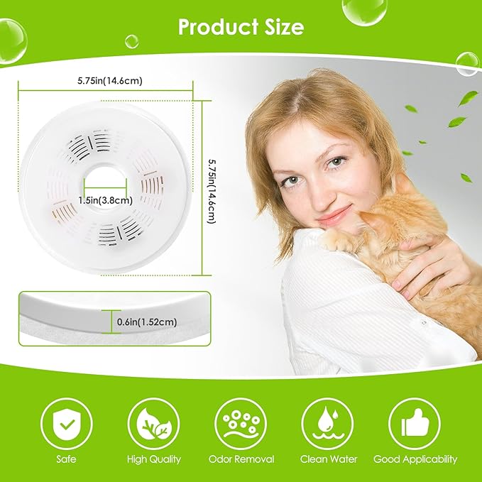 Cat Water Fountain Filters, 8 Pack Triple Action Water Fountain Filters, Replacement Cat Drinking Fountain Filters, Activated Carbon Filter Compatible with 3L Flower Pet Water Dispenser Fountain