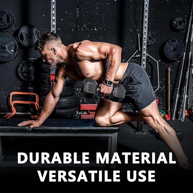 Yufer 6-10 Pair Iron and Rubber Coated Dumbbell Set 350/450 and 550 lbs 5-50 lbs Hand Free Weight for Strength Hex Rubber Weights with Vertical Storage Rack Fitness Home Gym Equipment-FlexoryFit