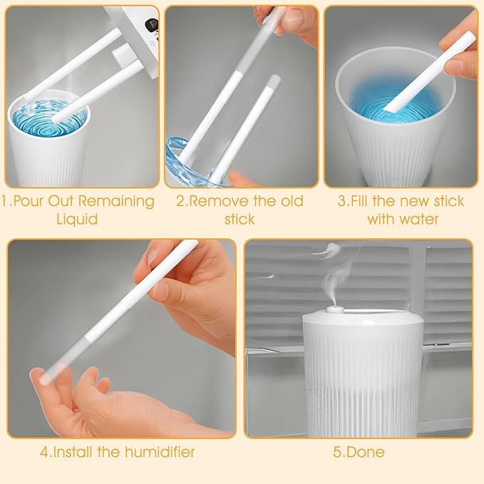 Cotton Stick Refills Cotton Tube Airfreshener Wick 60PCS Humidifier Filter Refill Sticks for Mini Portable USB Car Humidifier Diffuser Sponges Replacement 0.3 × 3.9 Inch Home Office Bedroom Use