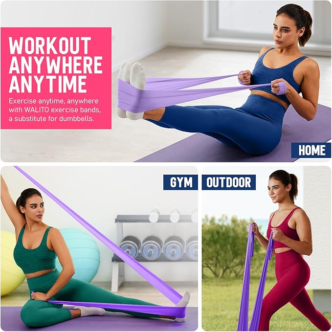WALITO Resistance Bands for Working Out, Exercise Bands for Women and Men, Workout Bands for Physical Therapy, Stretch, Recovery, Pilates, Rehab, Strength Training and Home Gym-FlexoryFit