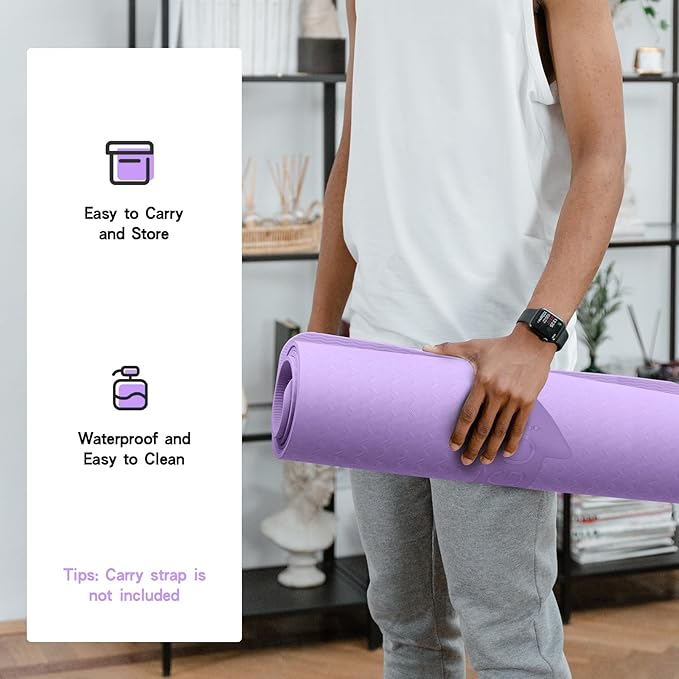 Exercise Equipment Mat for Ab Roller Wheel, Non Slip Abdominal Knee Mat, 6mm Thick Home Gym Floor Pad for Yoga, Pilates, Skipping, 72"L X 24"W X 0.24"Th, TPE-FlexoryFit