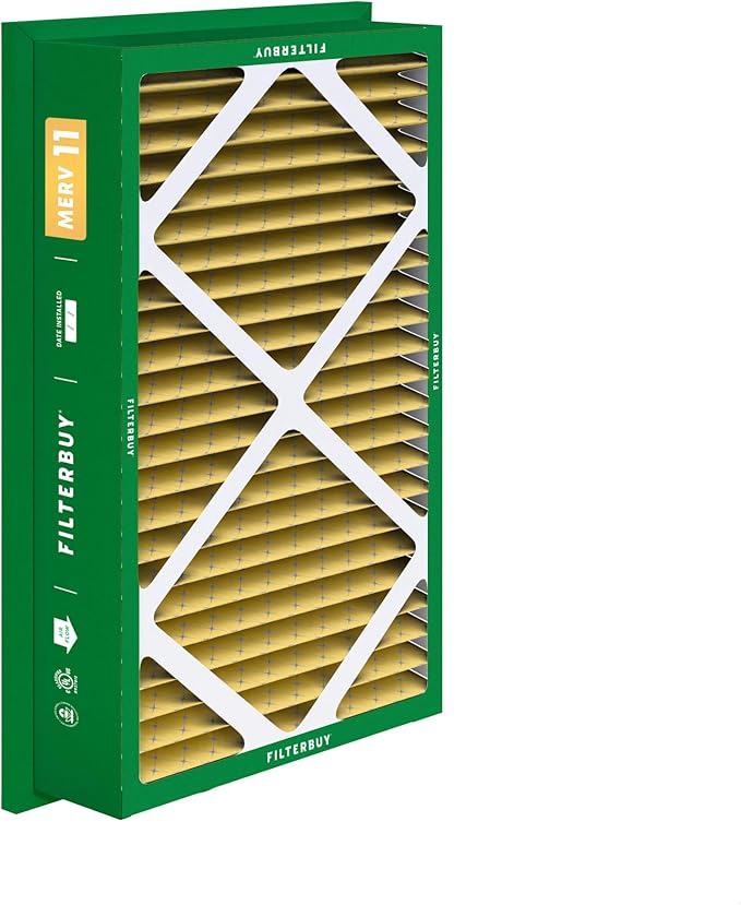 Filterbuy 16x25x5 Air Filter MERV 11 (MPR 1200) Allergen Defense Replacement (4-Pack), Pleated HVAC AC Furnace Filters for Honeywell Return Grille (Actual Size: 14.38 x 23.38 x 3.69)